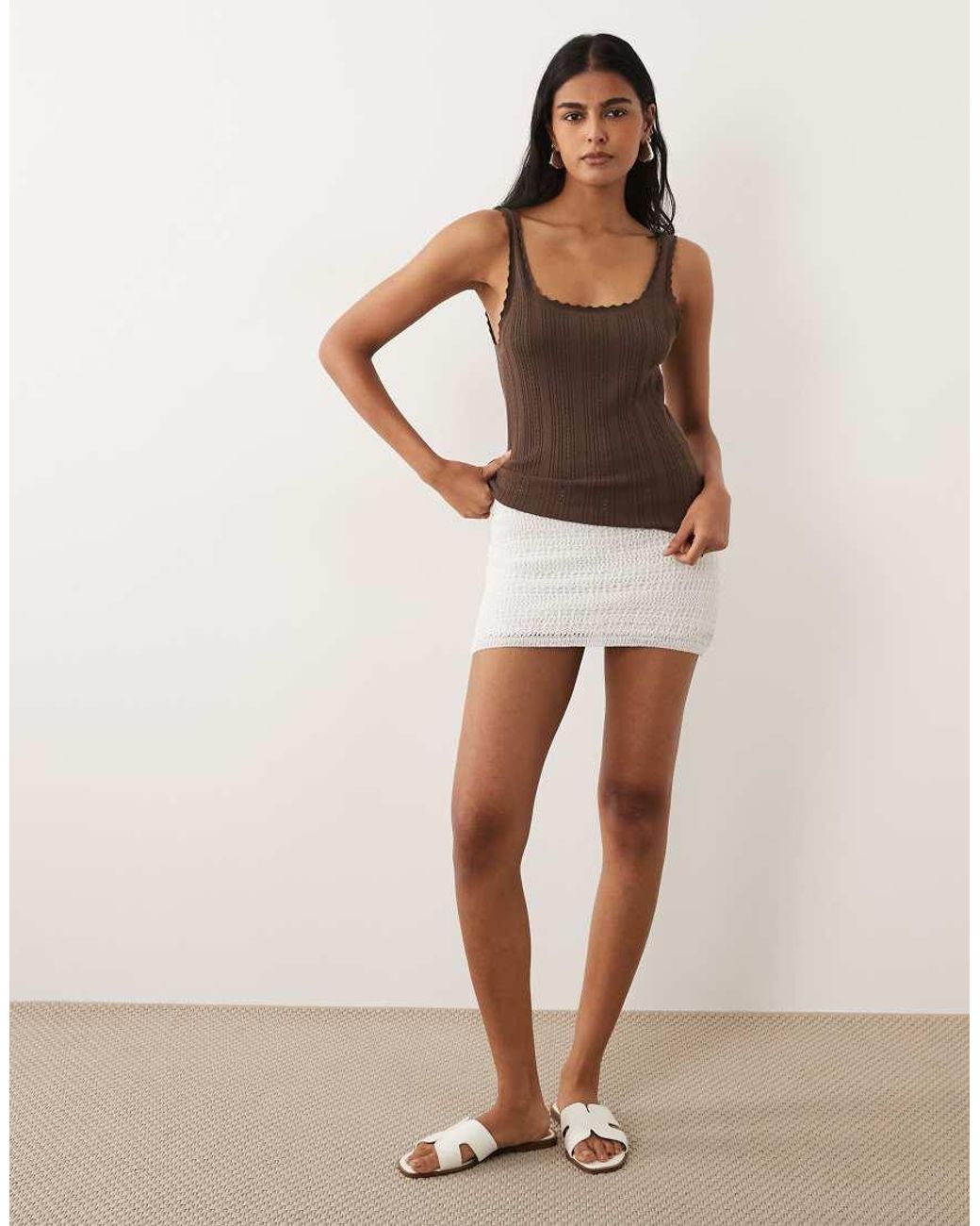 Mango Brown Teen Knitted Mini Skirt