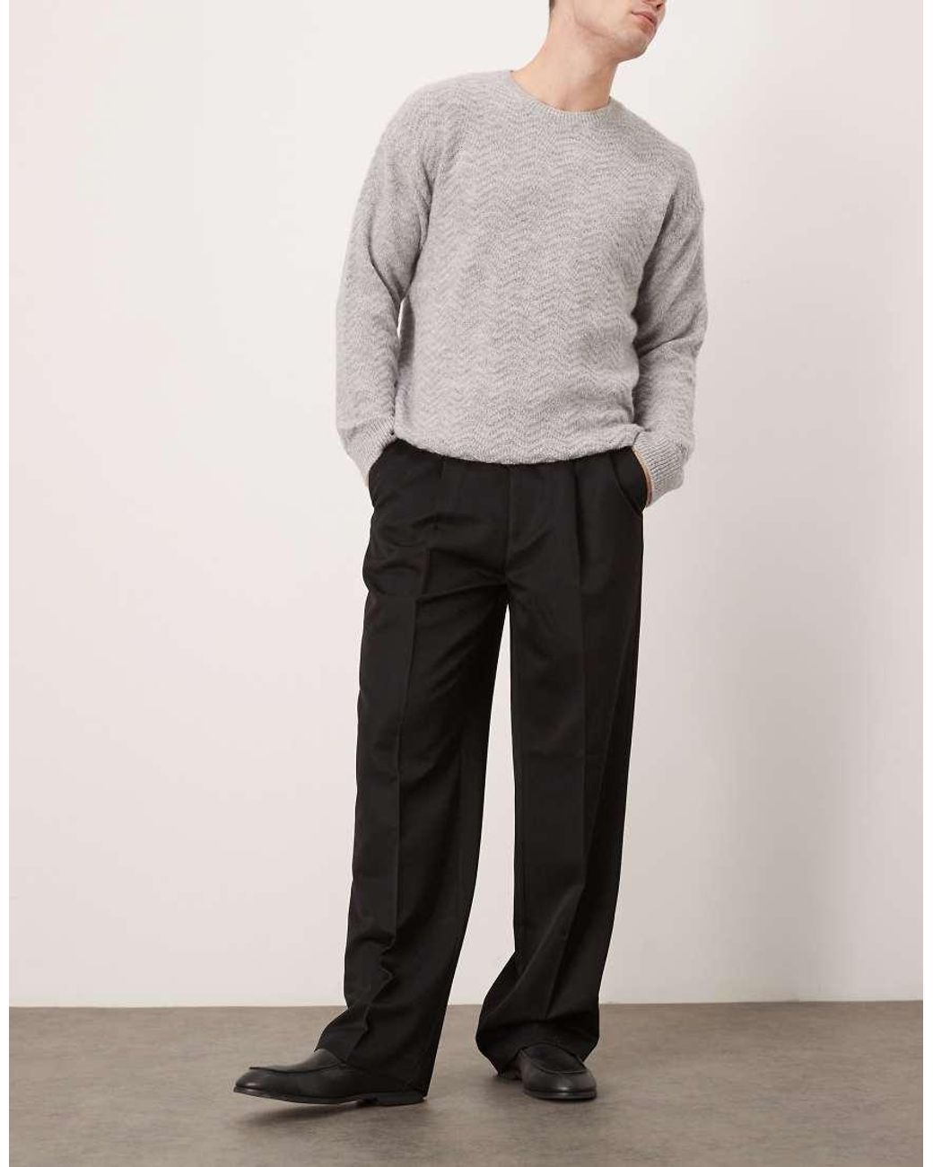ASOS Black Smart Pleated Wide Leg Pants for men