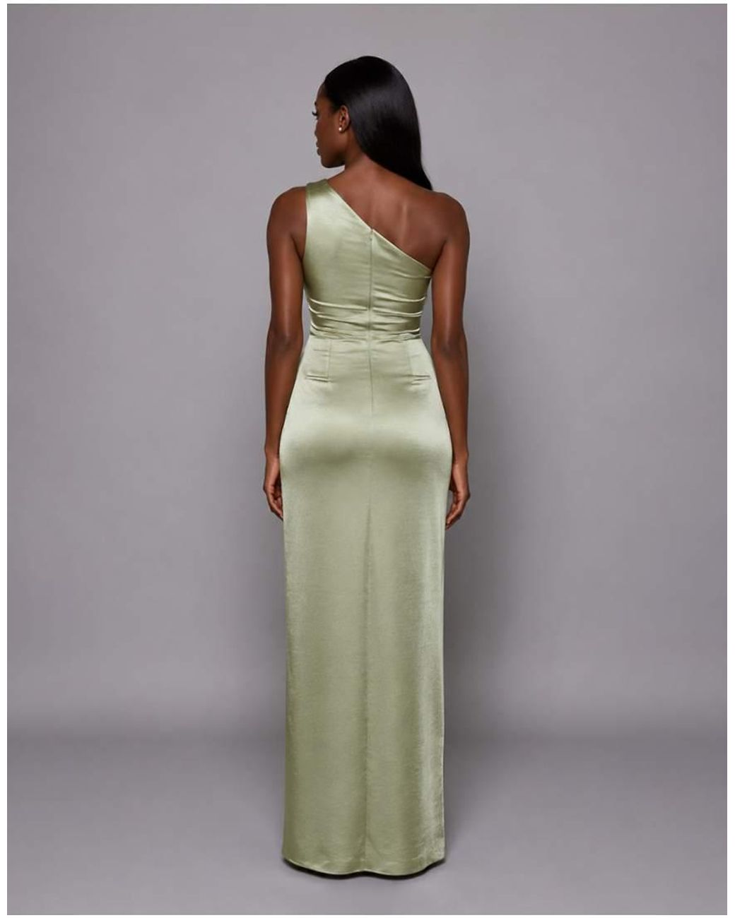 Vesper Brown One Shoulder Satin Maxi Dress
