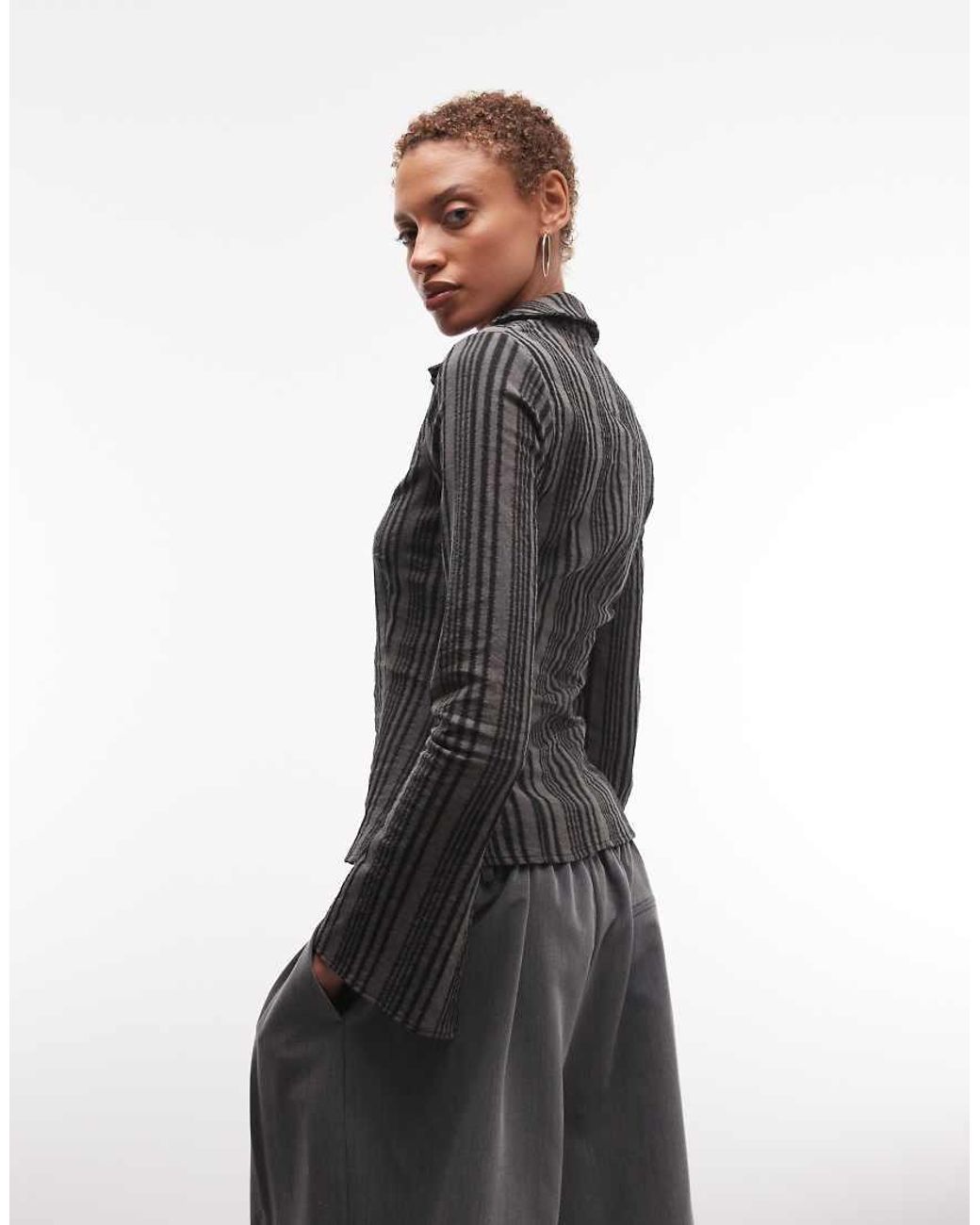 Weekday Black Button Up Long Sleeve Shirt