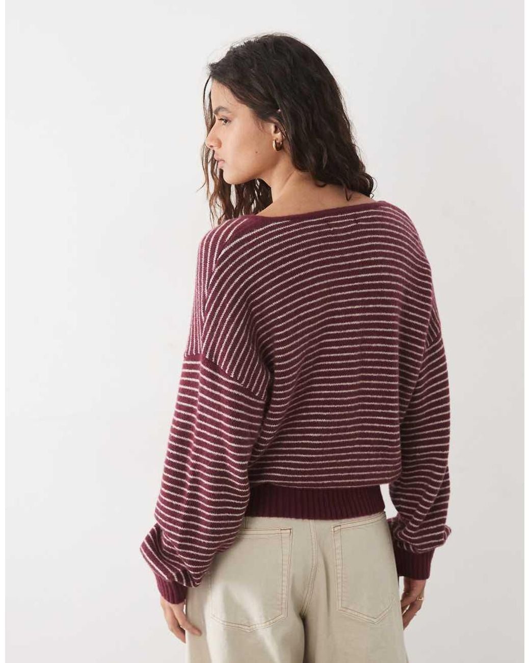 Abercrombie & Fitch Red Knitted Wool Blend Henley Jumper