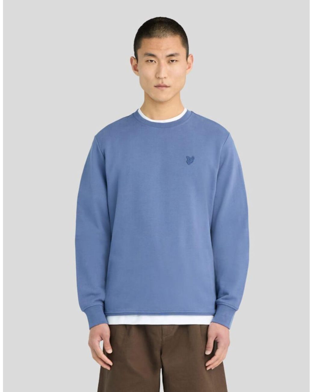 Lyle & Scott Blue Superfine Cotton Crew Neck Sweatshirt for men