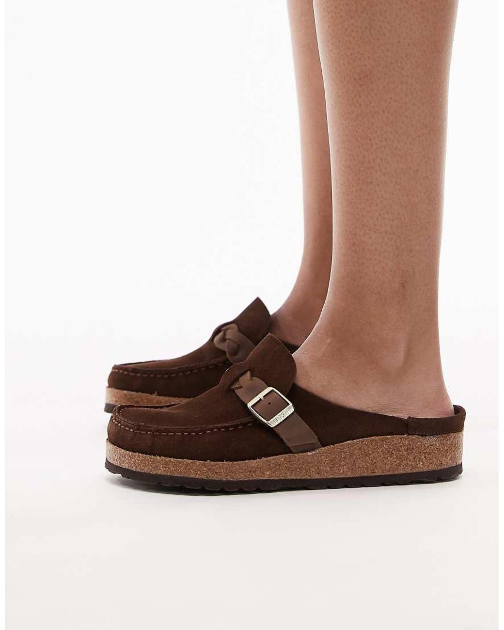Birkenstock Brown Buckley Braided Suede Clogs