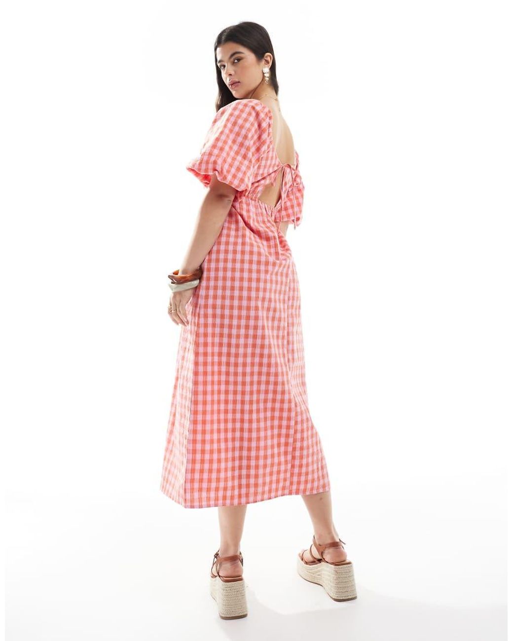 Brave Soul Milkmaid Puff Sleeve Gingham Dress in Pink | Lyst UK Brave Soul Milkmaid Puff Sleeve Gingham Dress in Pink | Lyst UK