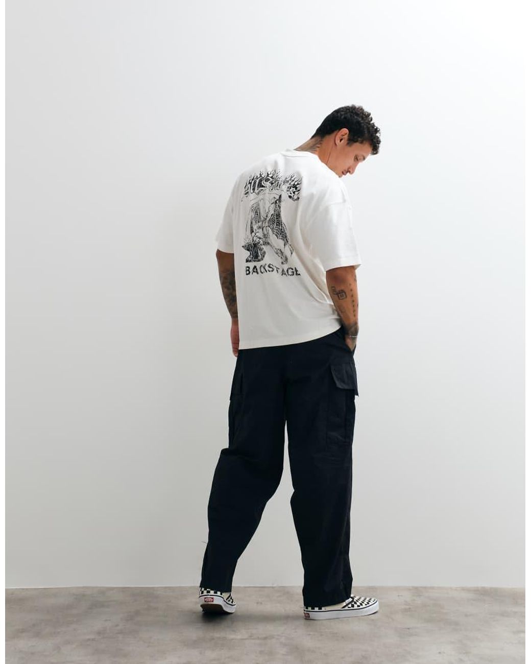 AllSaints White Repeat Short Sleeve Graphic Logo T-shirt With Back Print for men