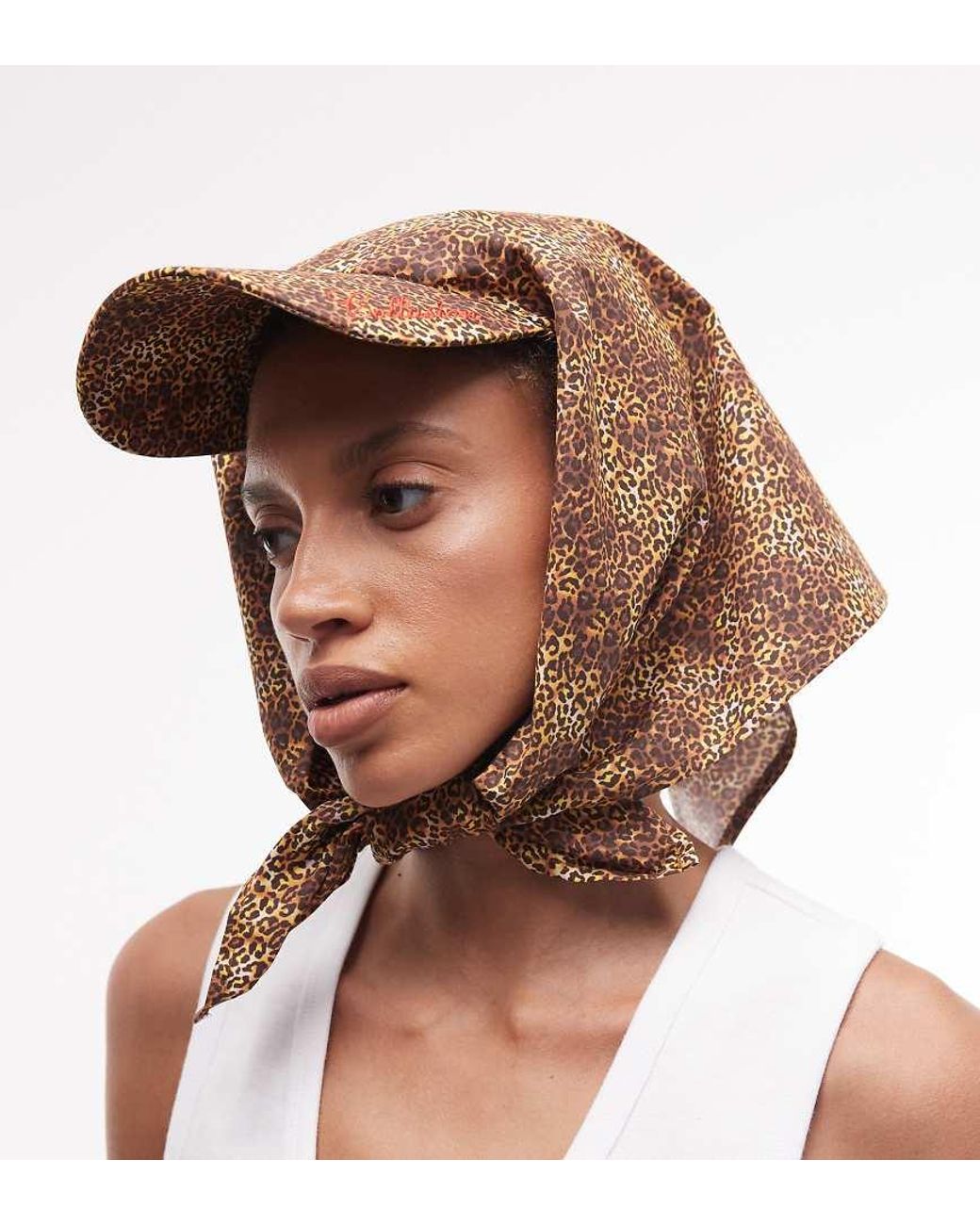Collusion Brown Leopard Print Cap With Tie