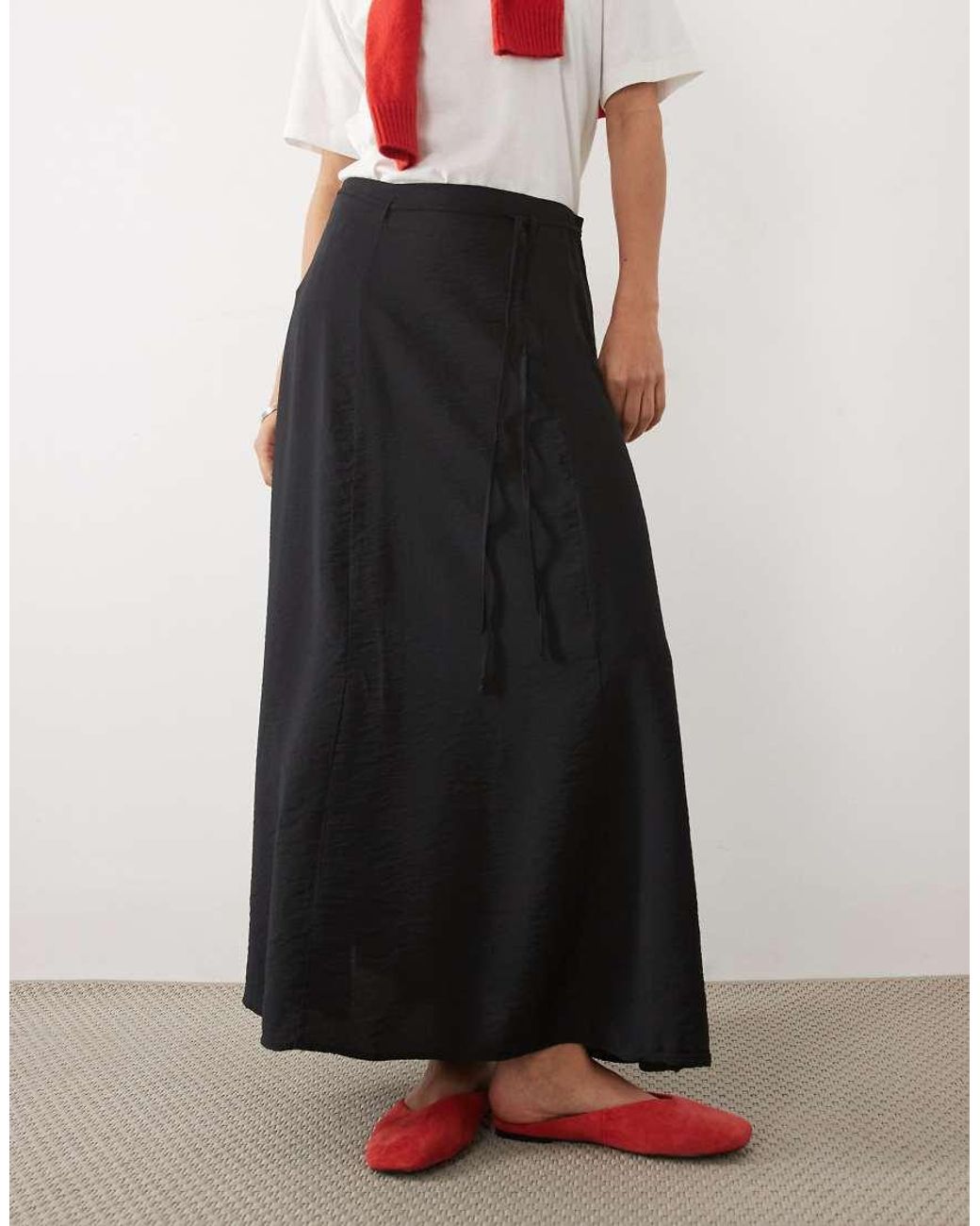 Mango White Teen Belted Maxi Skirt