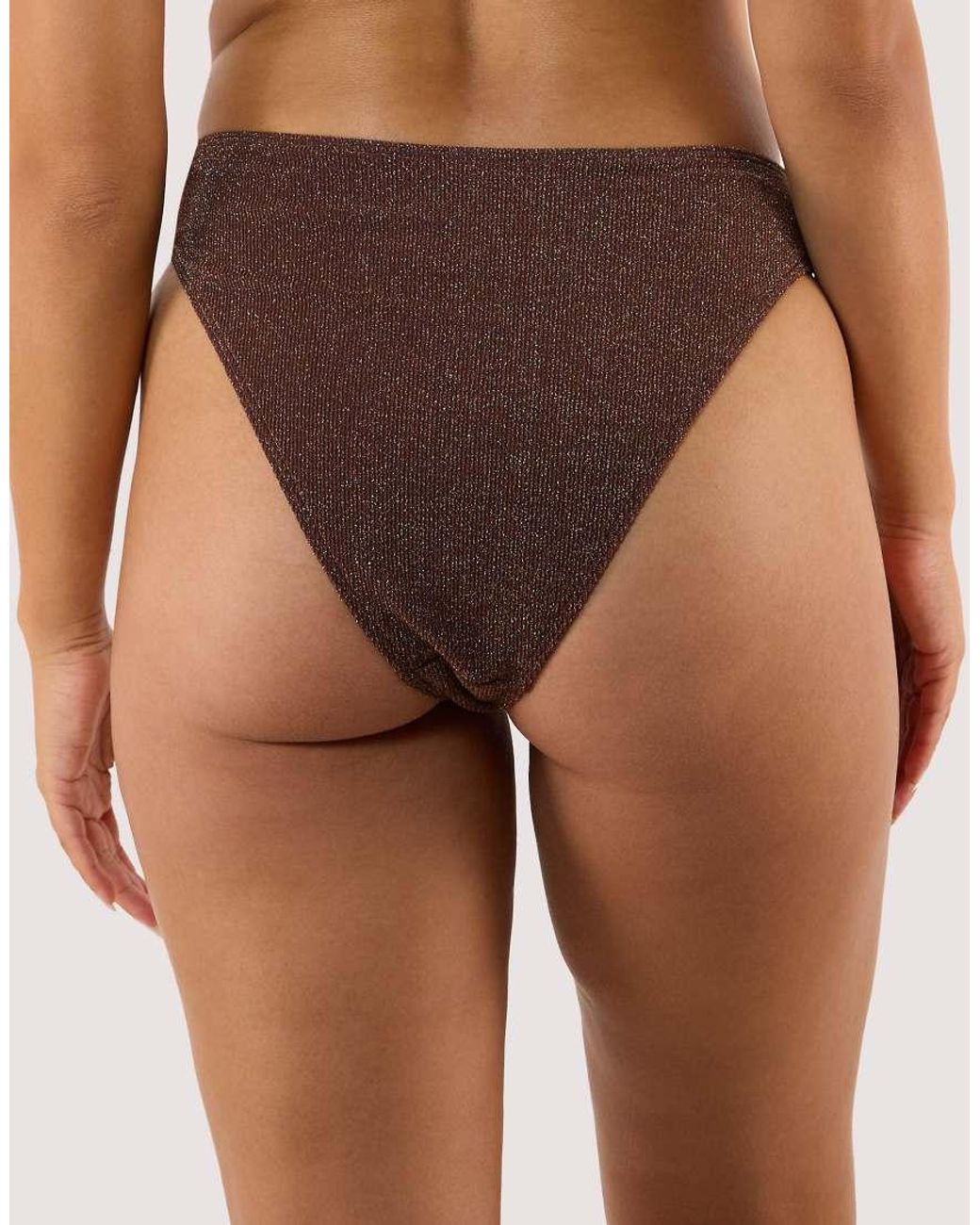 Wolf & Whistle Brown Amber High Waist Leg Bikini Bottom