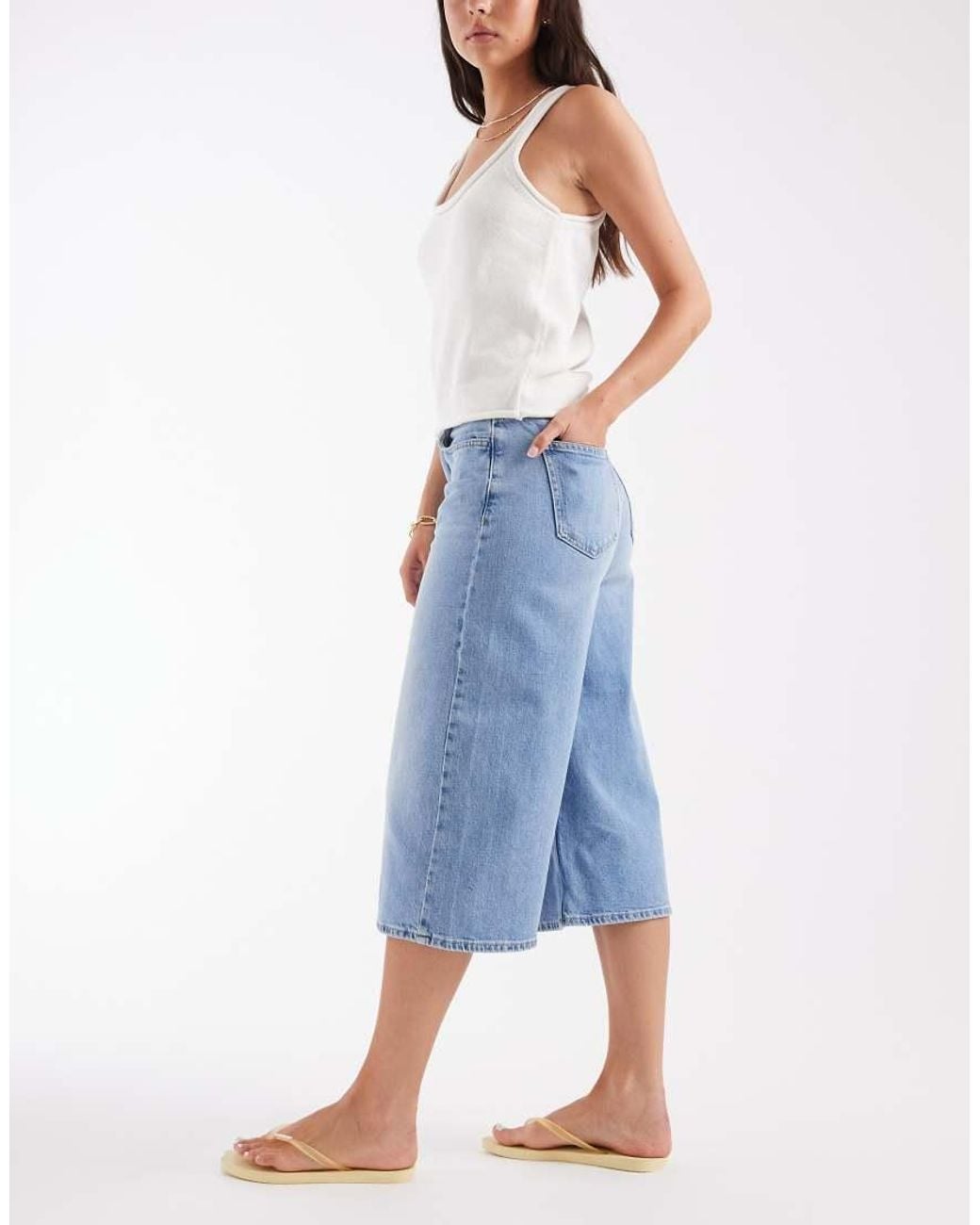 ASOS Blue Culotte Crop Jean