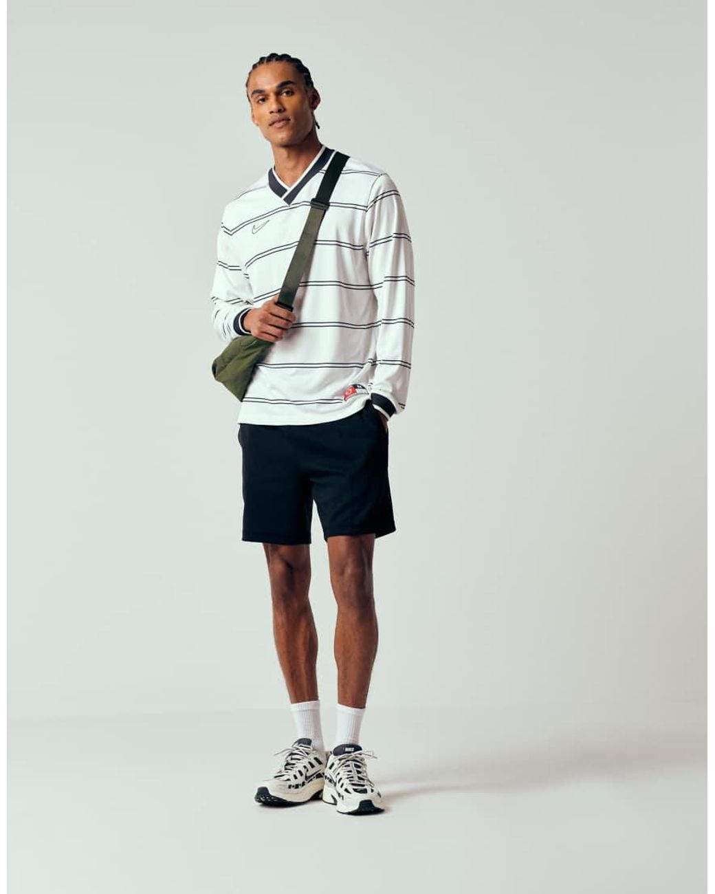 Nike Football Gray Dri-fit Long Sleeve Stripe T-shirt for men