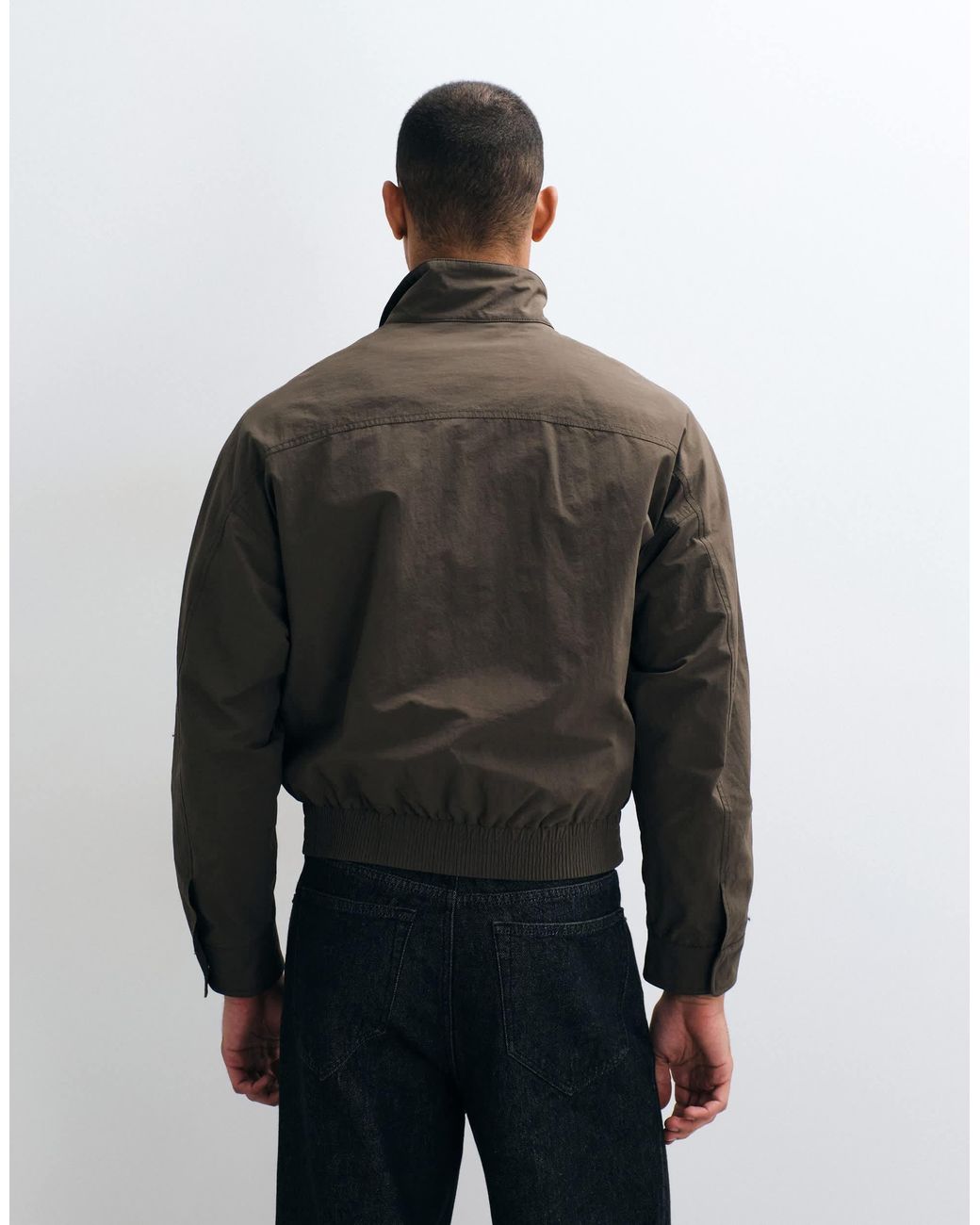 SELECTED Black High Neck Light Bomber Jacket for men