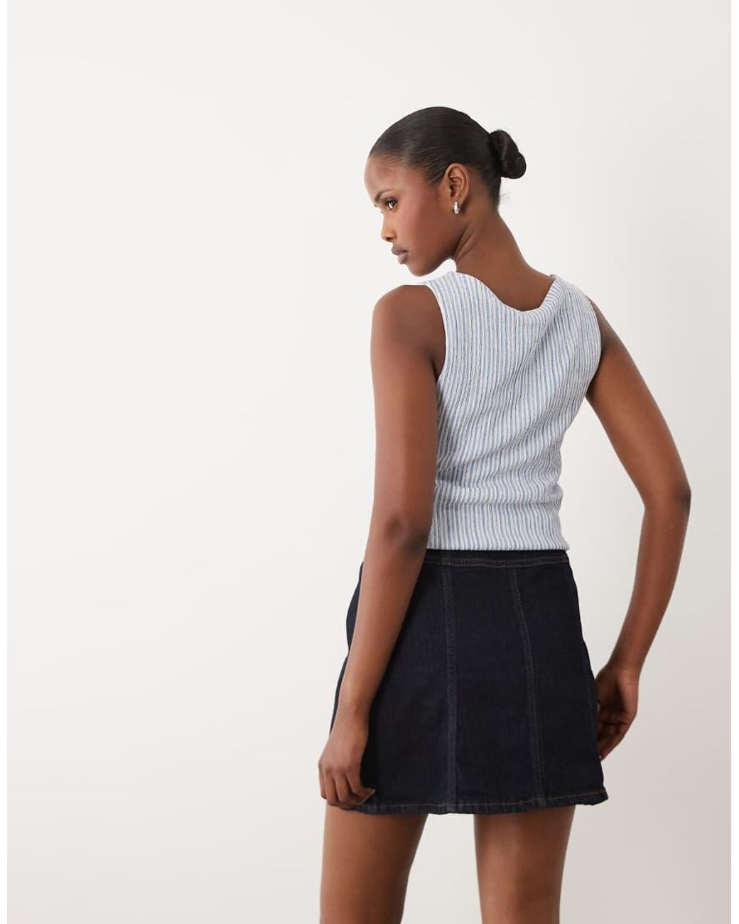 Aware Blue Seam Detail Mini Skirt