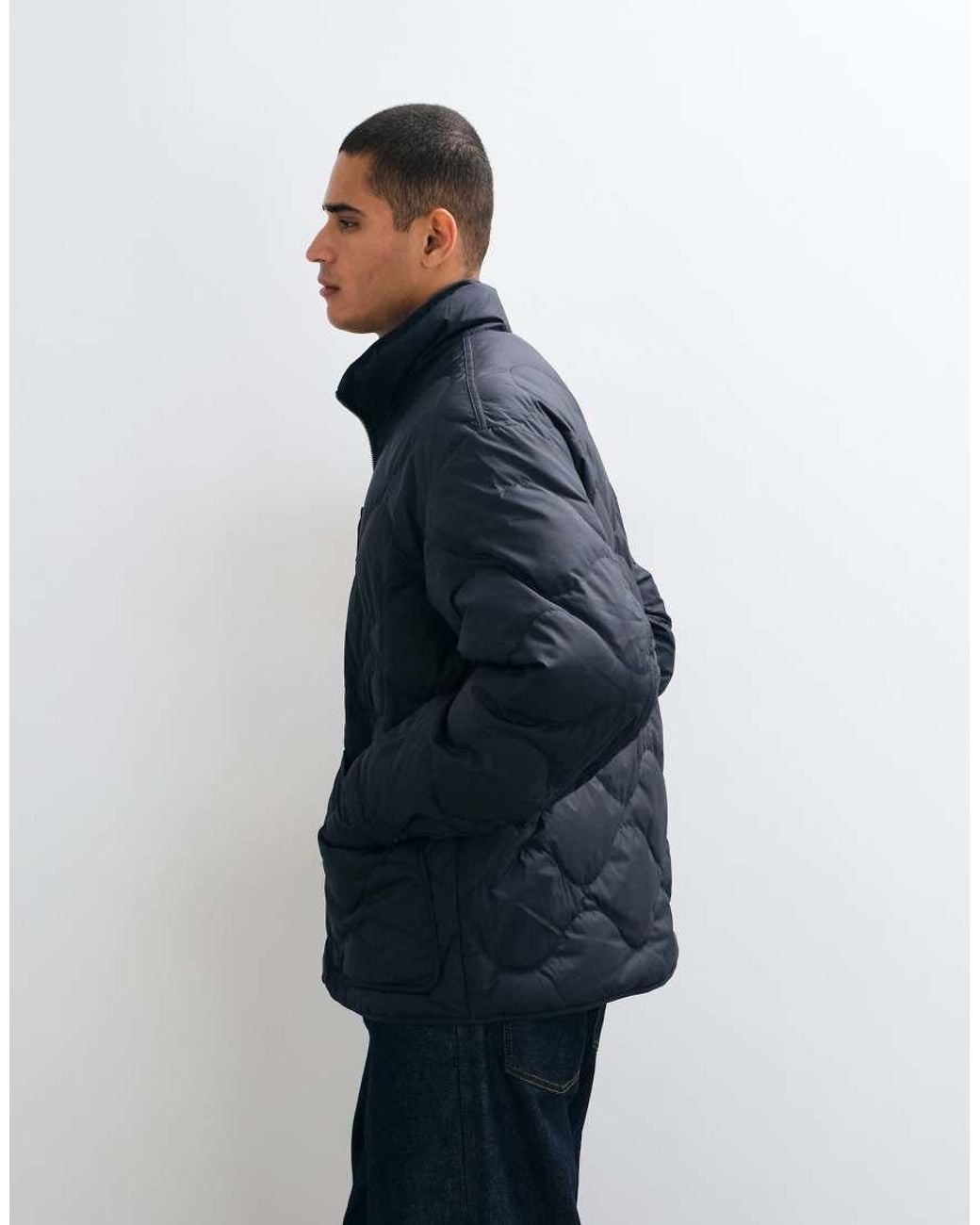 ARKET Blue Down Quilted Jacket With Funnel Neck for men