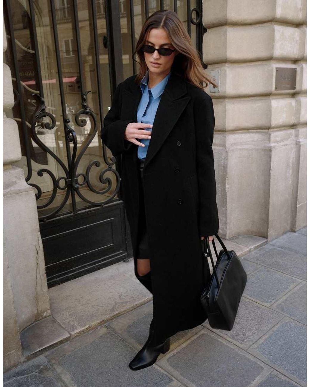 NA-KD Black Double Breasted Coat