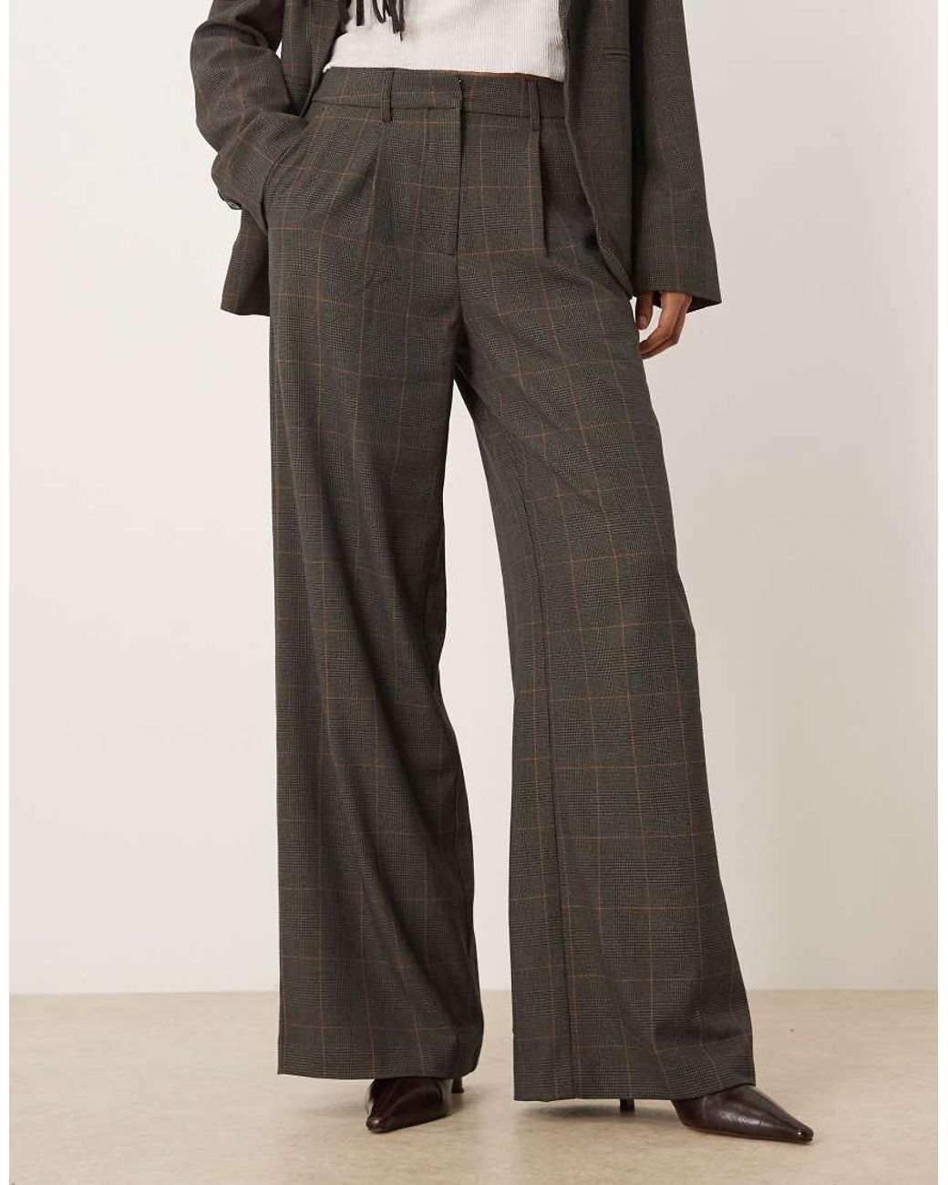 Vila Natural Pleated Wide Leg Tailored Trousers Co-Ord