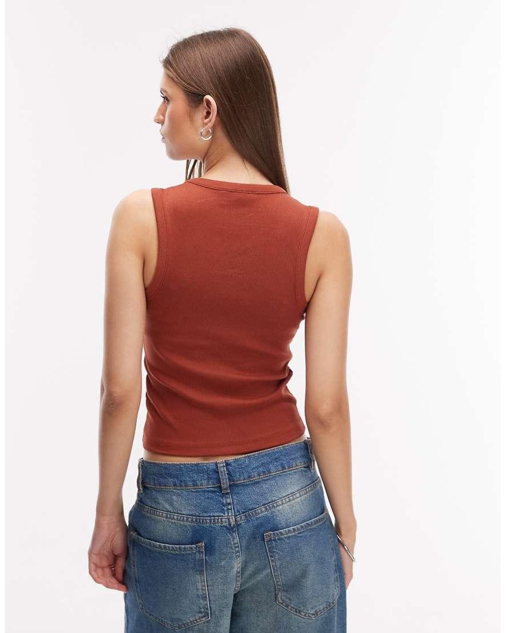 ASOS Orange Ribbed V Neck Vest