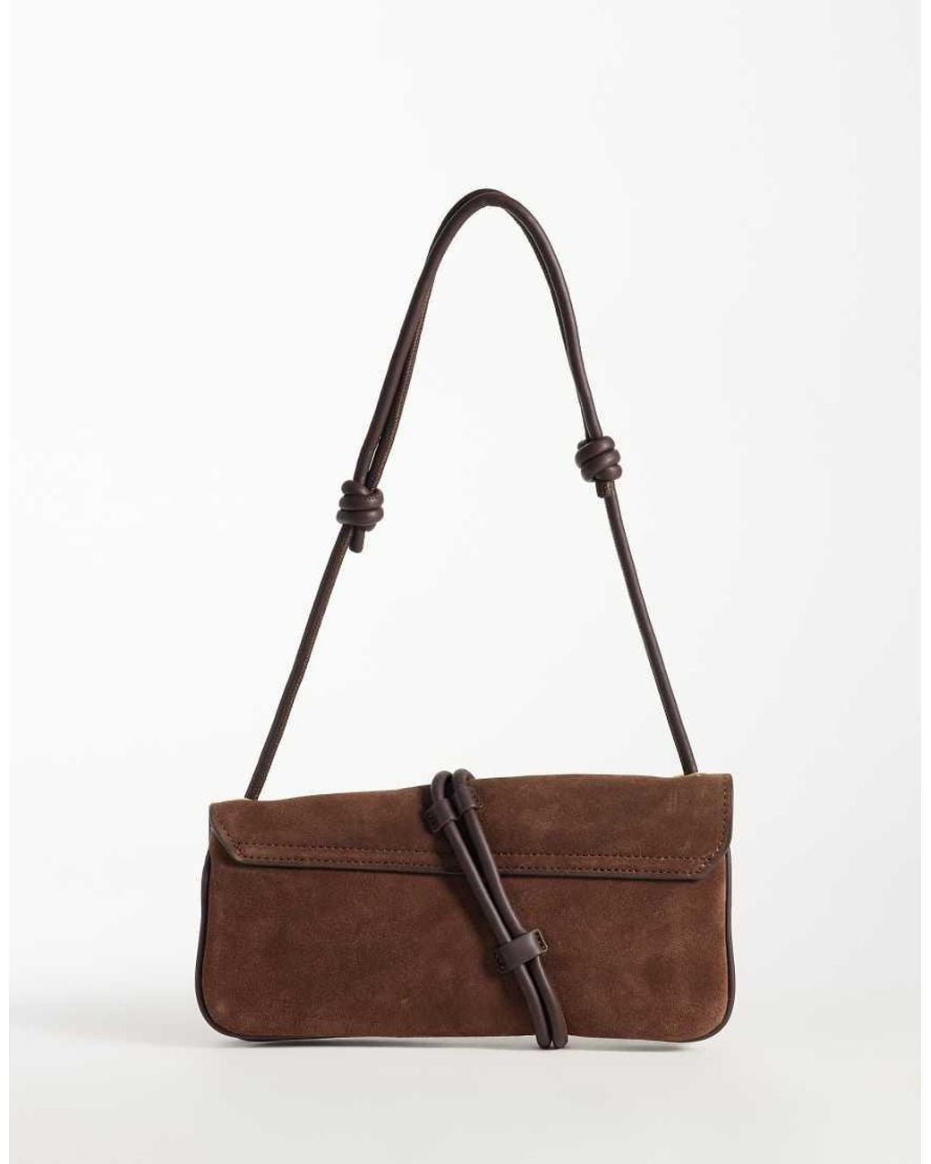 Dolce Vita Brown Alice Suede Shoulder Bag With Gold-tone Hardware