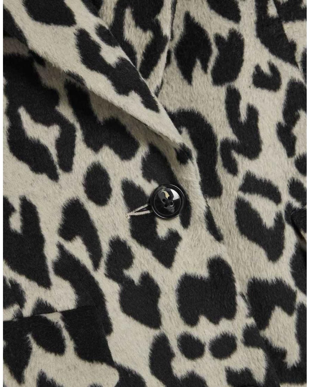 River Island Black Leopard Print Coat