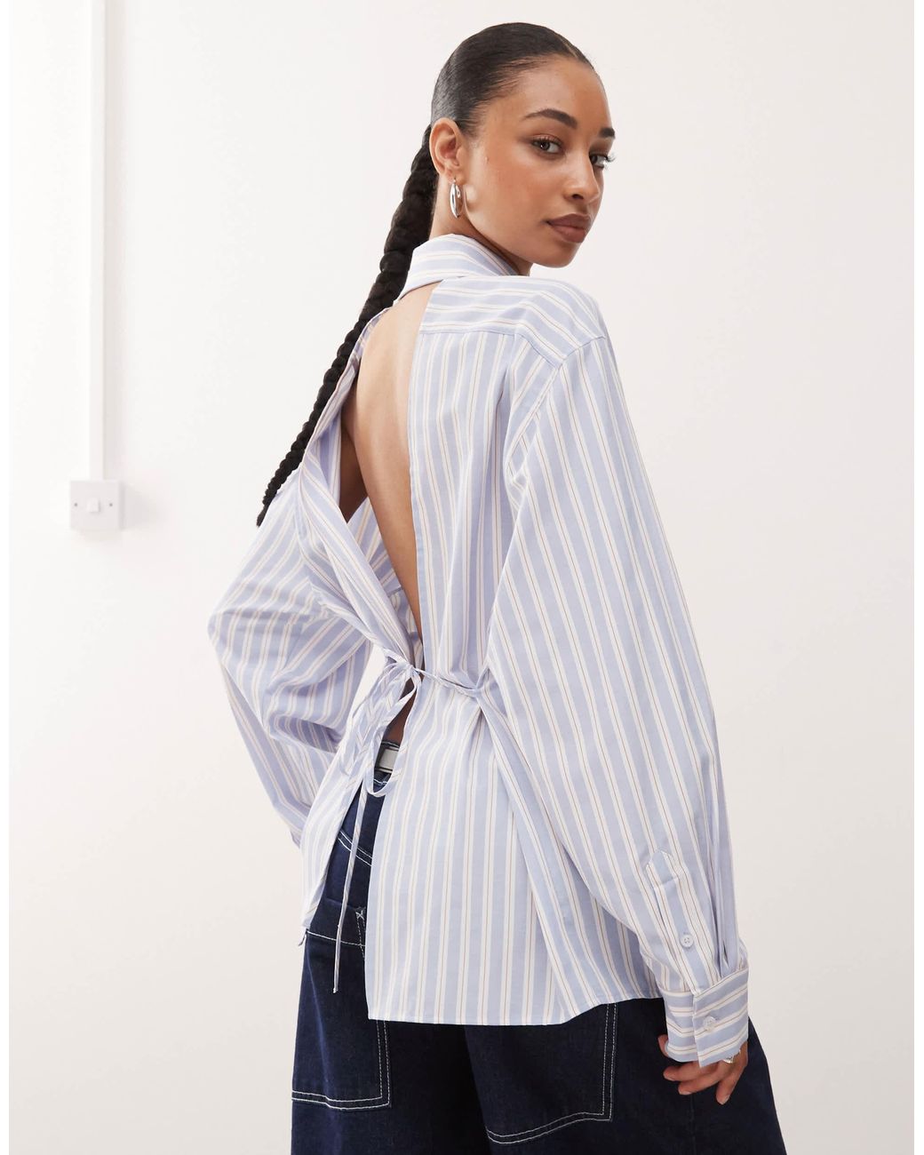 Collusion Open Back Shirt in White | Lyst