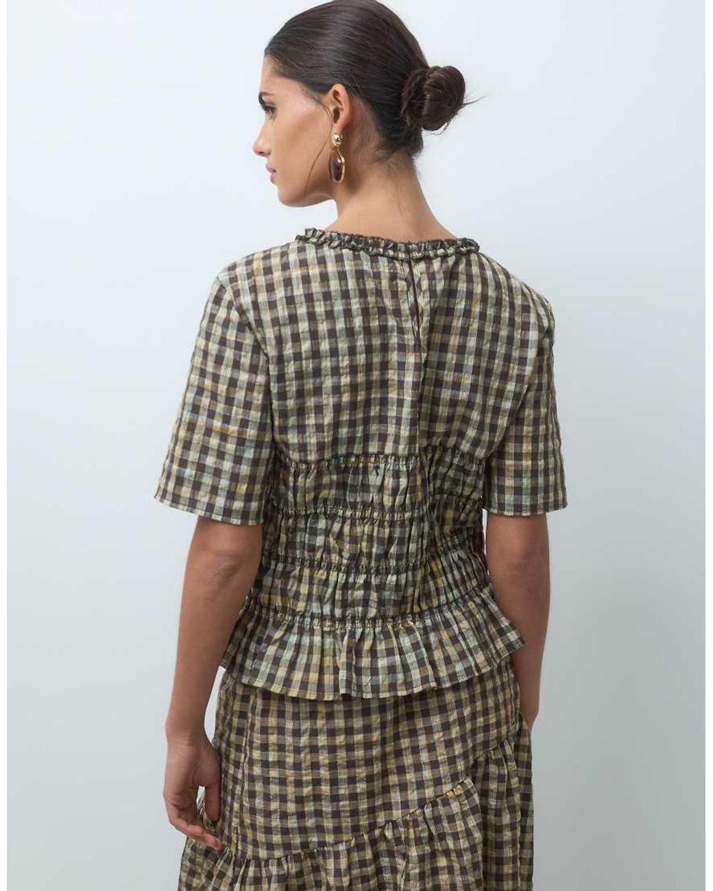 Pieces Green Shirred Top Co-ord