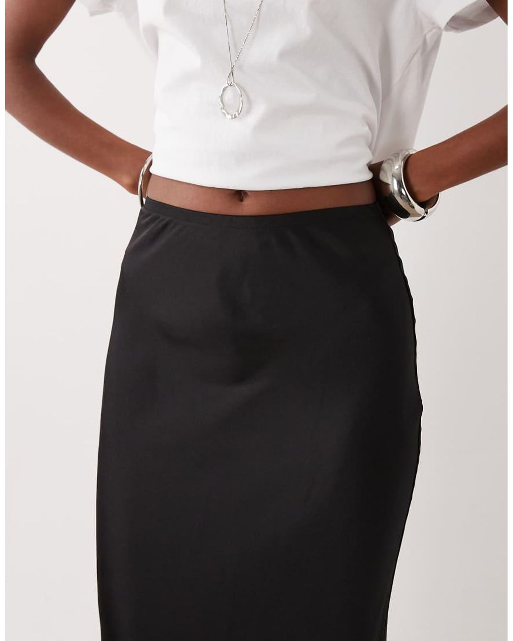 New Look White Satin Bias Maxi Skirt