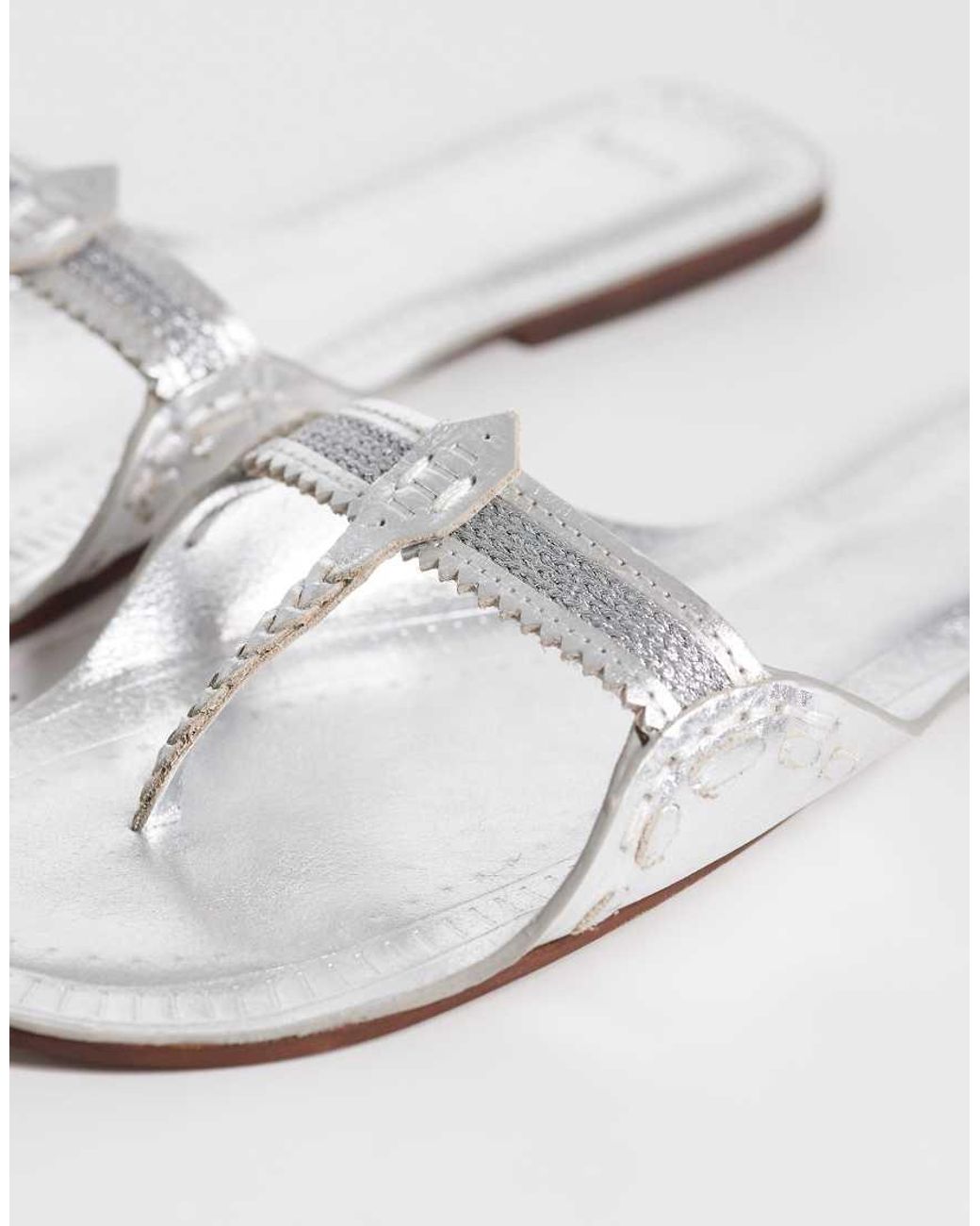 Mango White 100% Leather Flip Flop Sandal