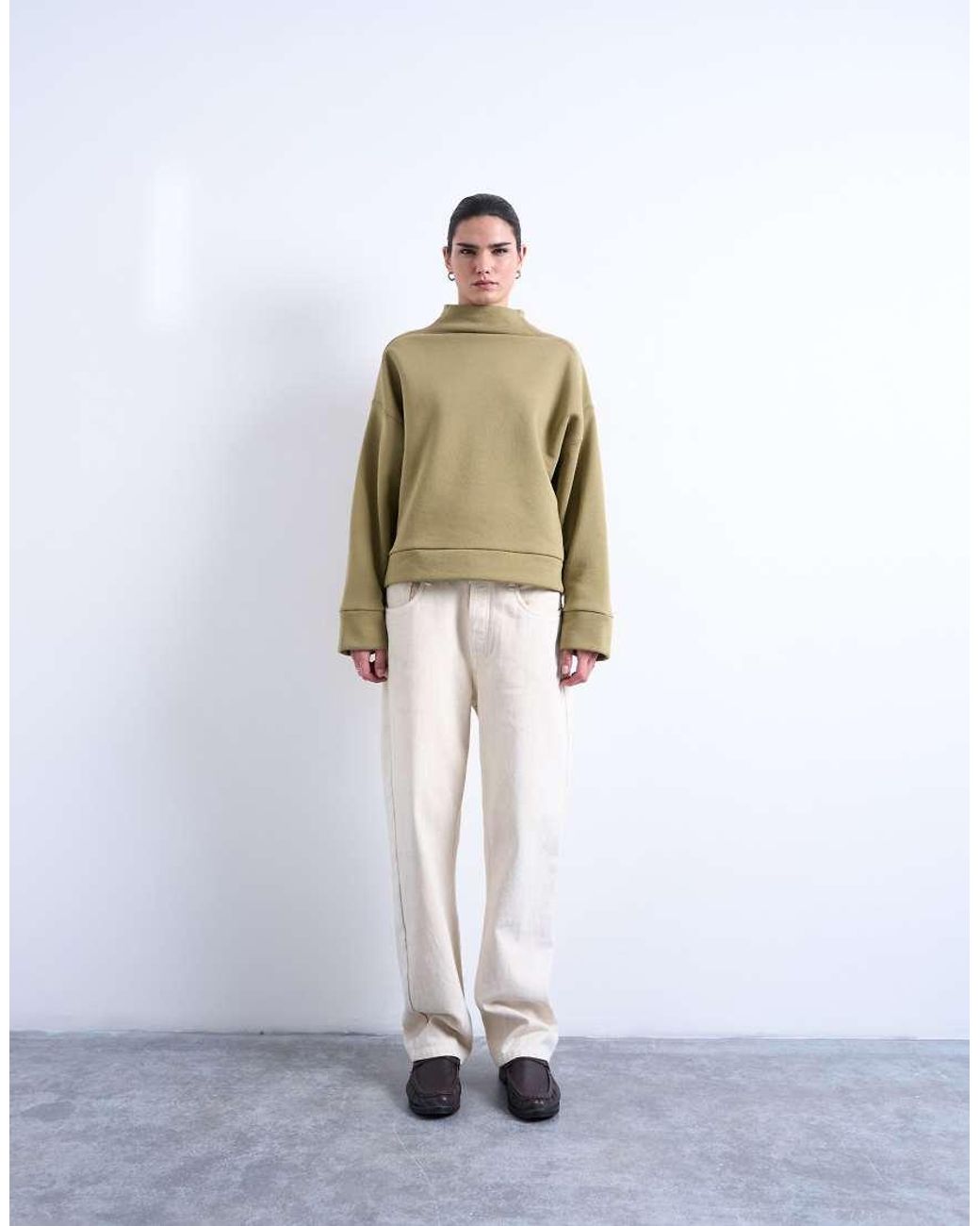 TOPSHOP Blue Funnel Neck Oversized Sweat