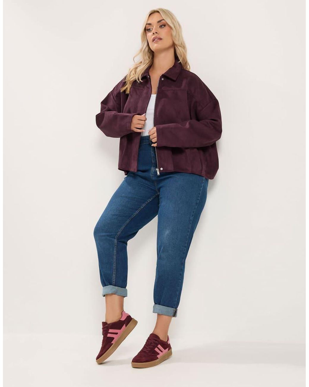 Yours Clothing Purple Faux Suede Jacket