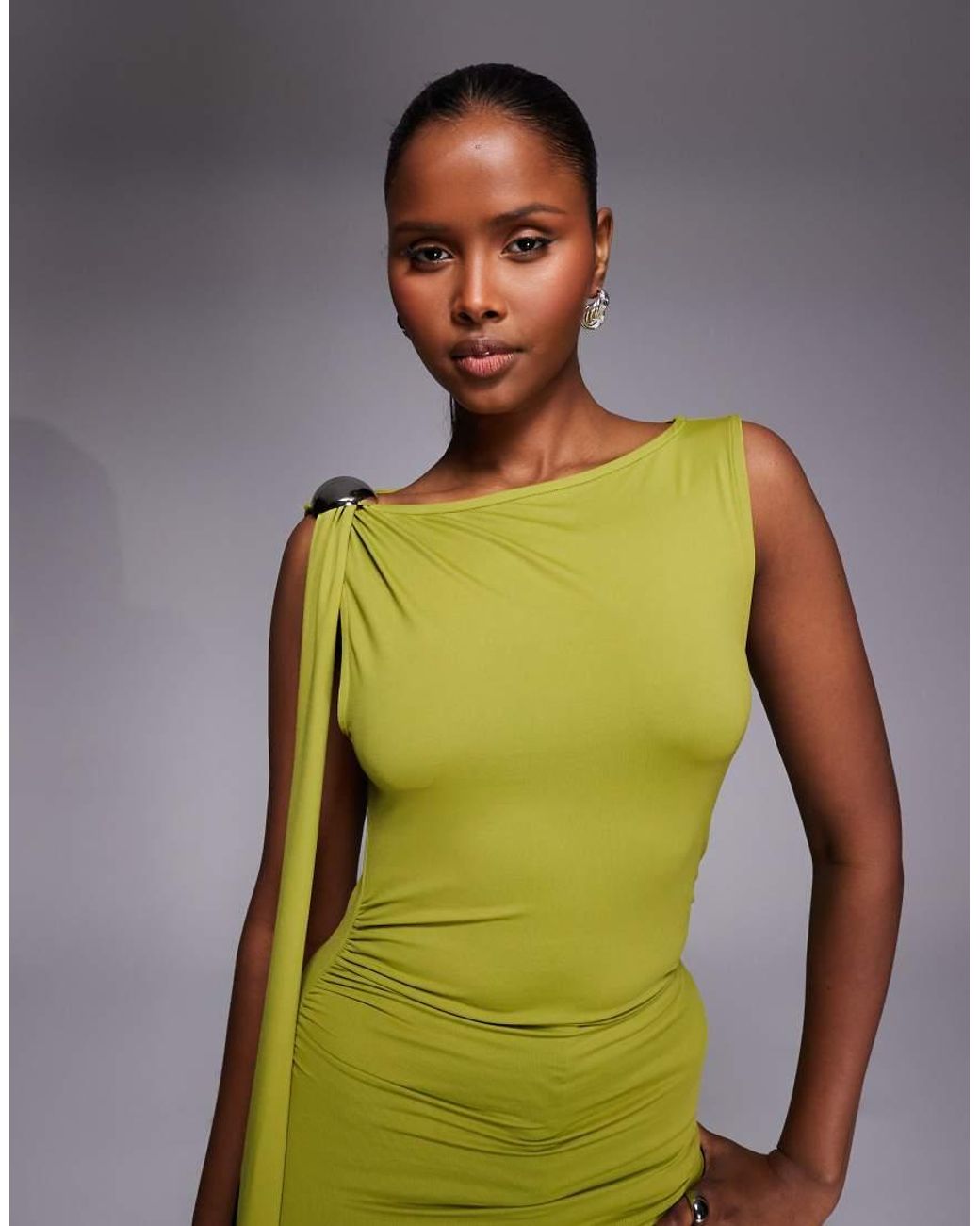 ASOS Green Scarf Top With Hardware Trim