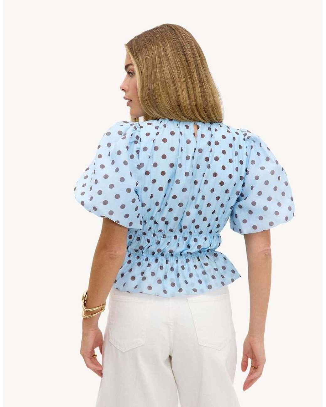 Loavies Blue Vivid Love Polka Dot Top