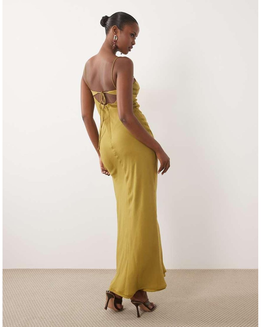 ASOS Metallic Satin Bust Bias Cut Maxi Dress