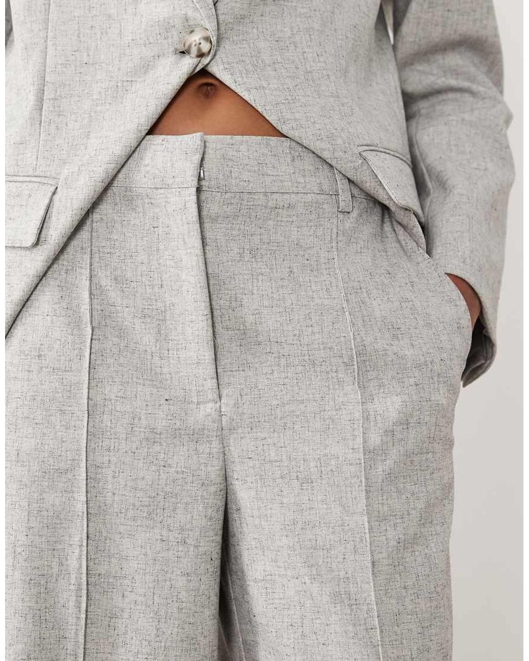 Y.A.S Gray High Waist Pleated Tailored Trouser Co-ord