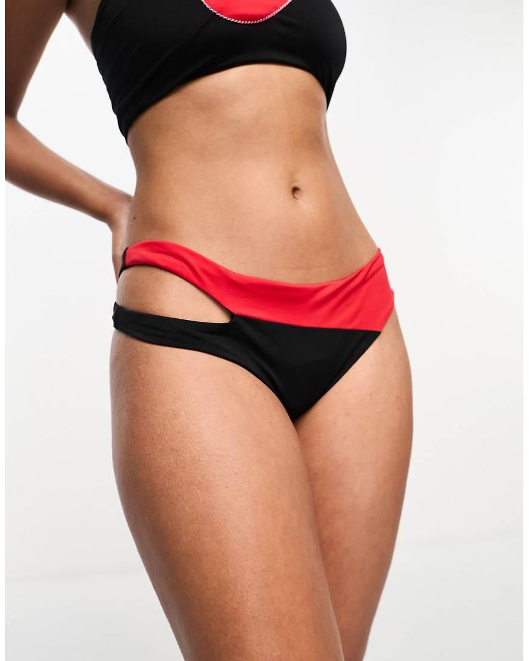 Nike Red Nike Icon Sneakerkini Asymmetrical Bikini Bottoms