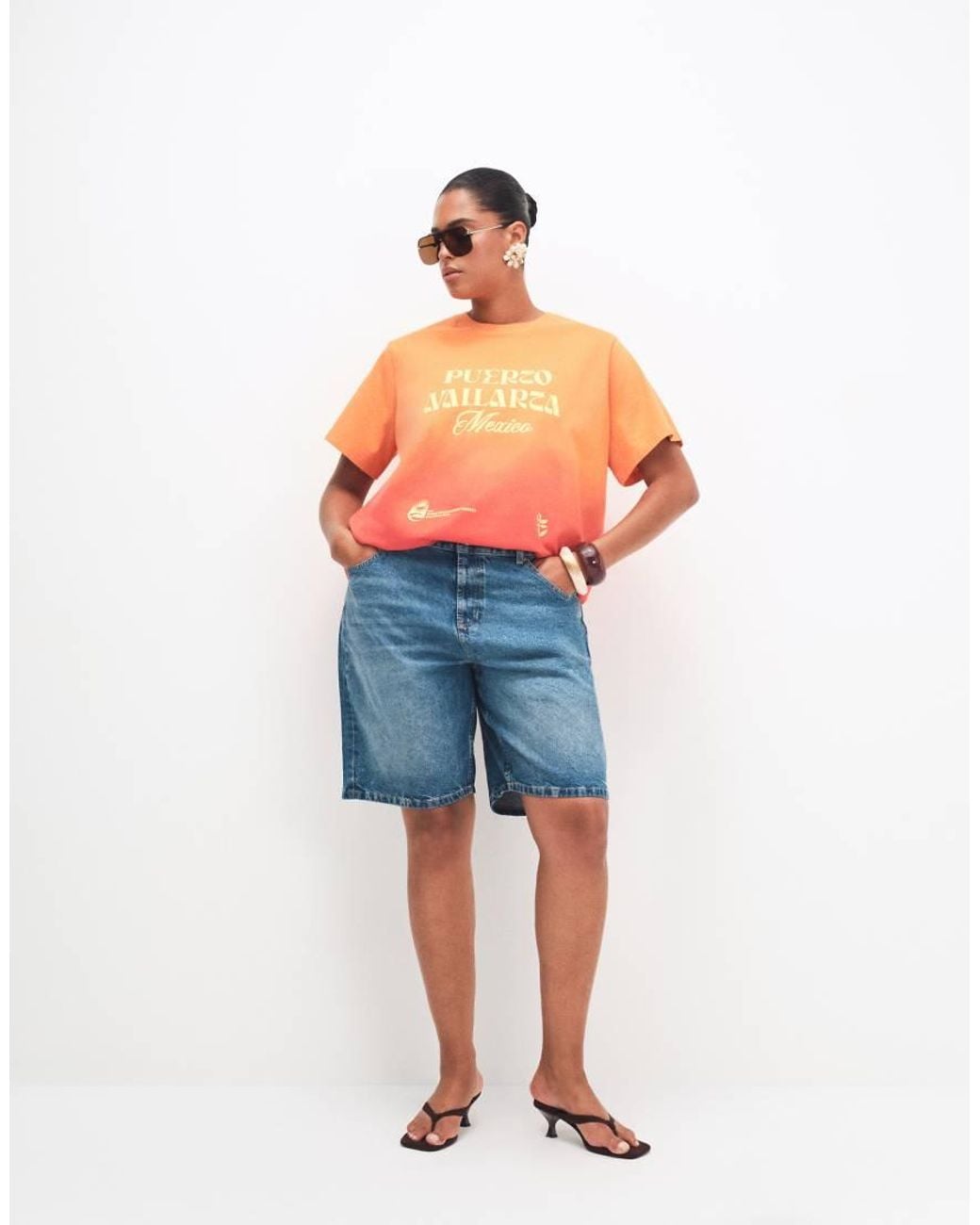 ASOS Orange Asos Design Curve Boxy T-shirt With Puerto Vallarta Embroidery