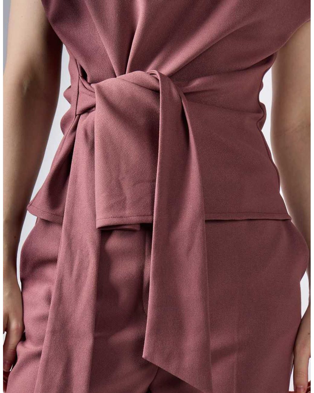 NARRATED Red Tie Front Top