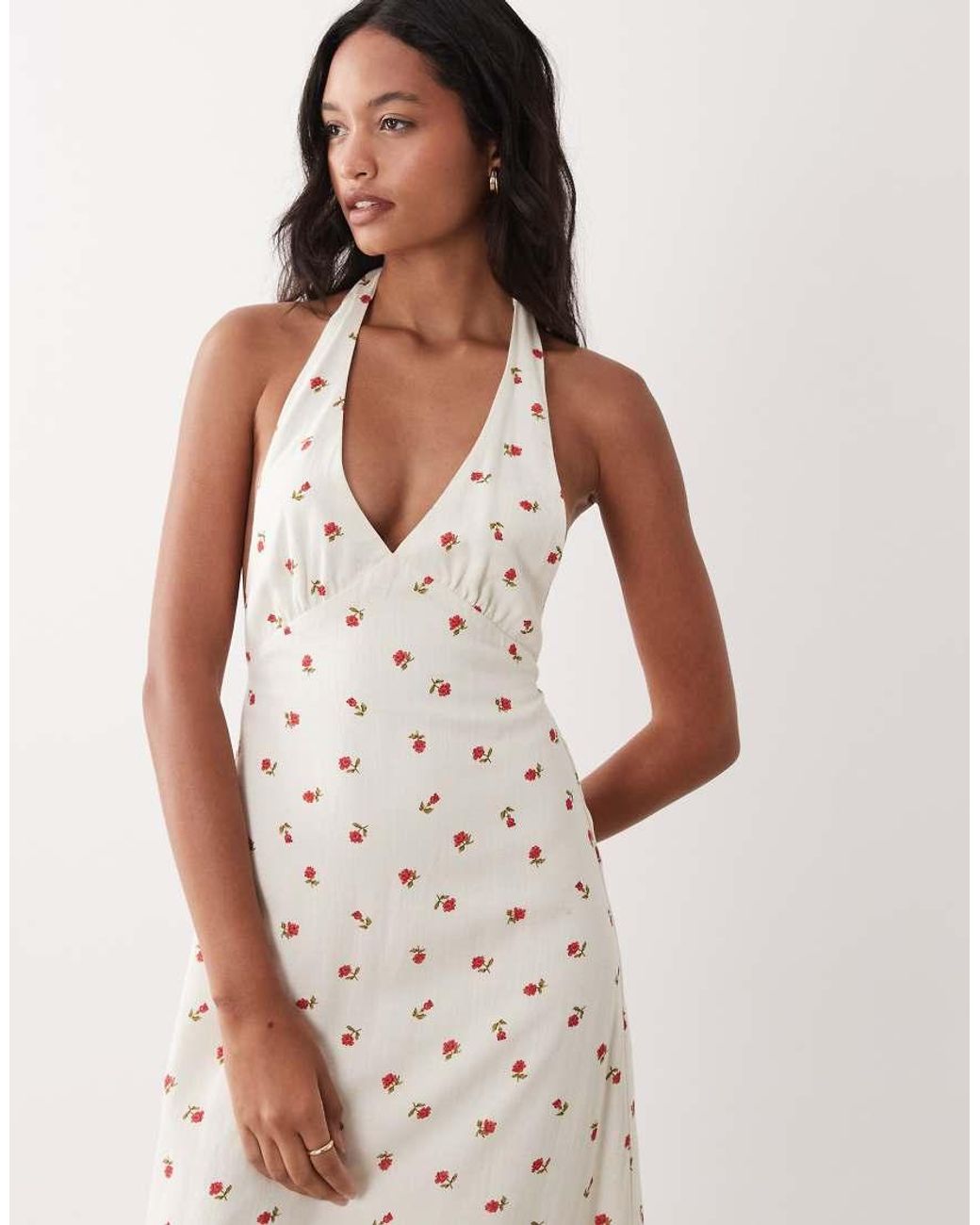 Rhythm Natural Ditsy Floral Halter Neck Maxi Dress