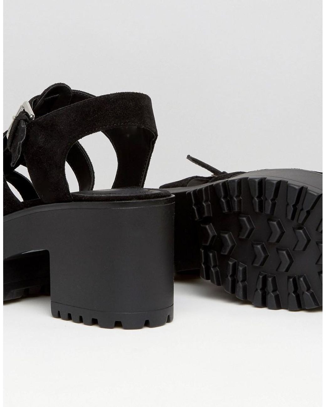 Pull&Bear Chunky Heeled Sandal in Black | Lyst UK