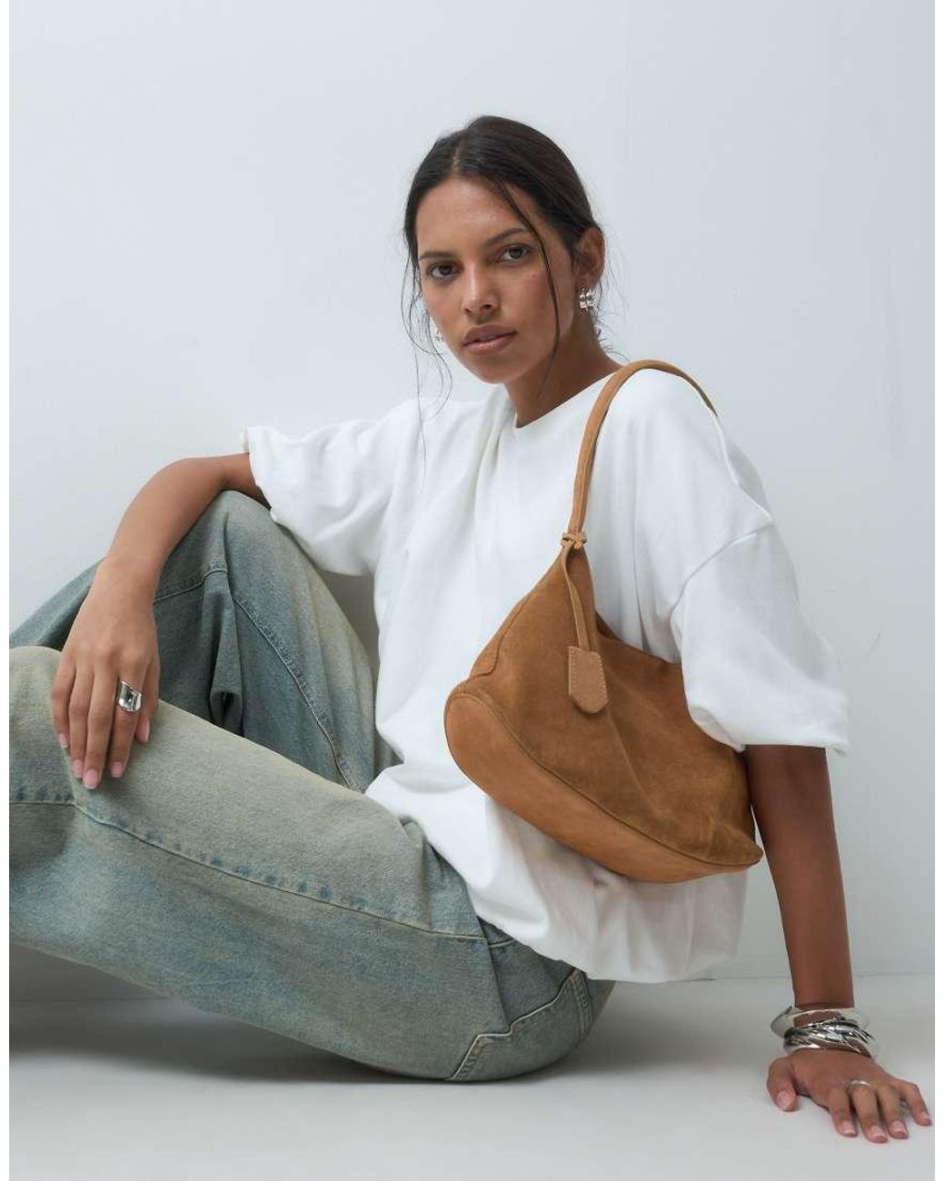 ASOS Brown Suede Shoulder Bag With Internal Pouch