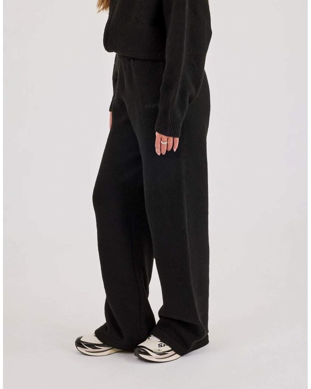 CERNUCCI Black Knitted Embroidered Logo Wide Leg Jogger