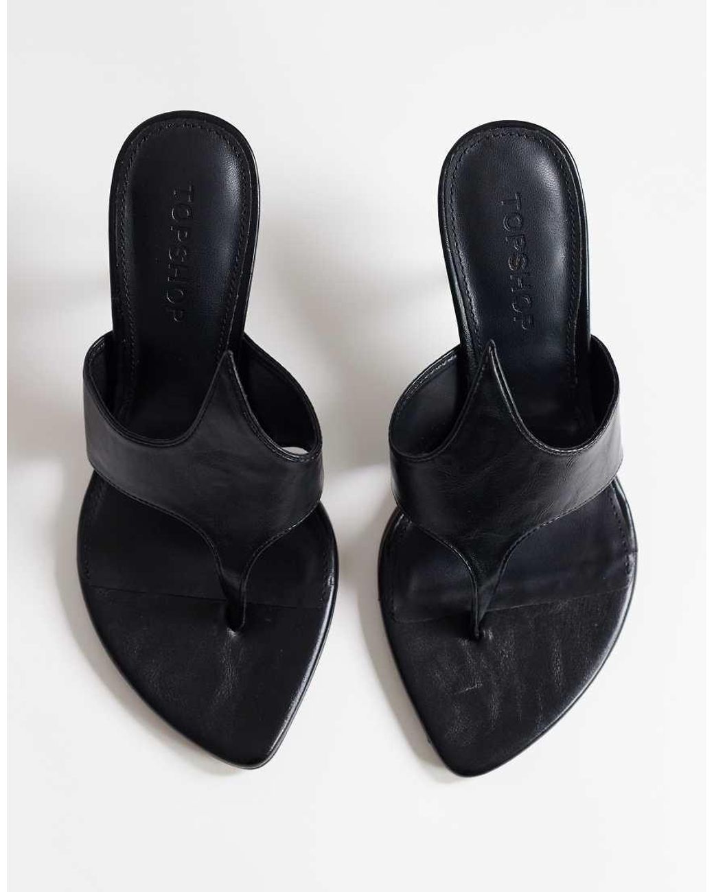 TOPSHOP Black Nora Angular High Heeled Mule Sandal
