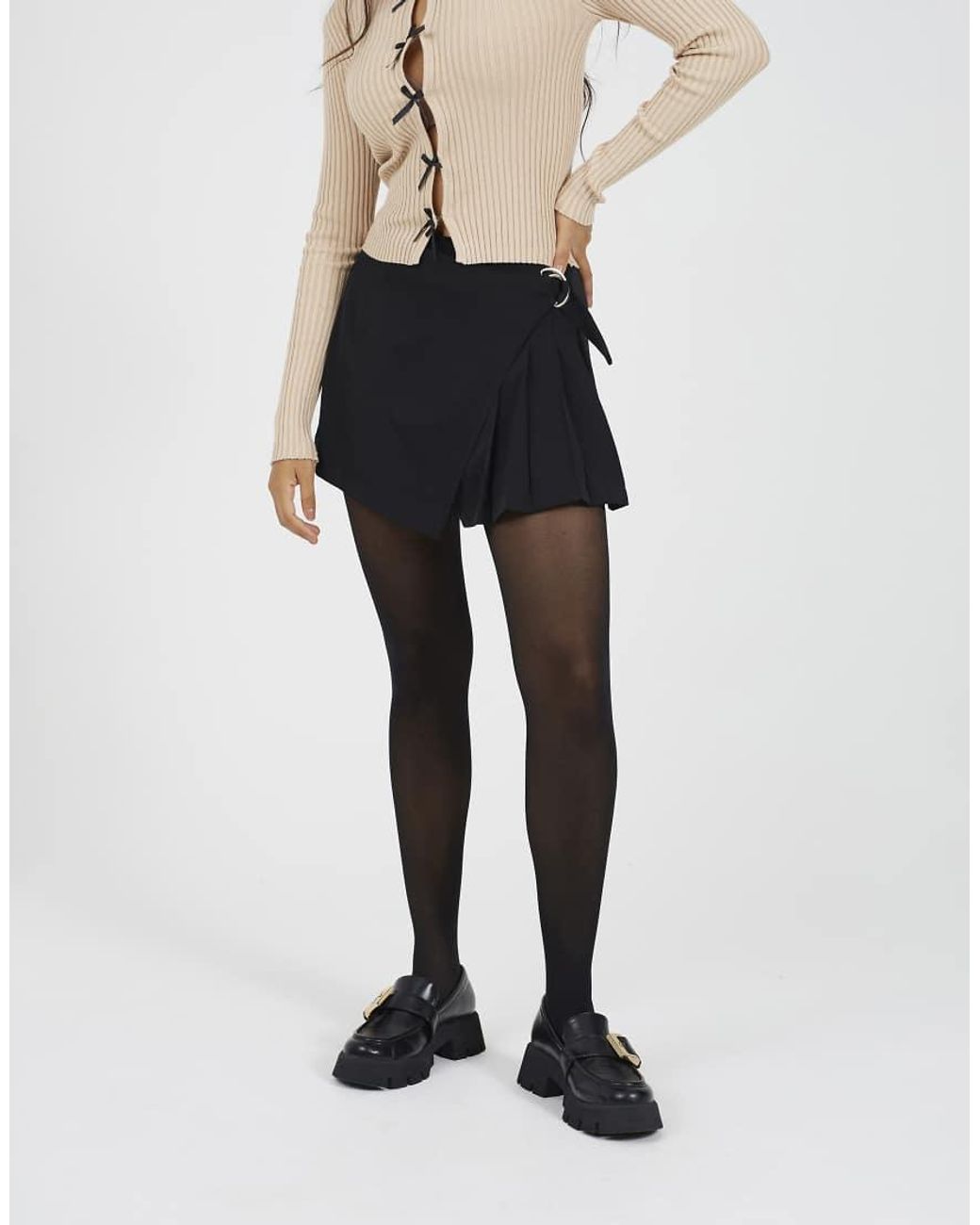 Brave Soul Black Pleated Wrap Over Skort