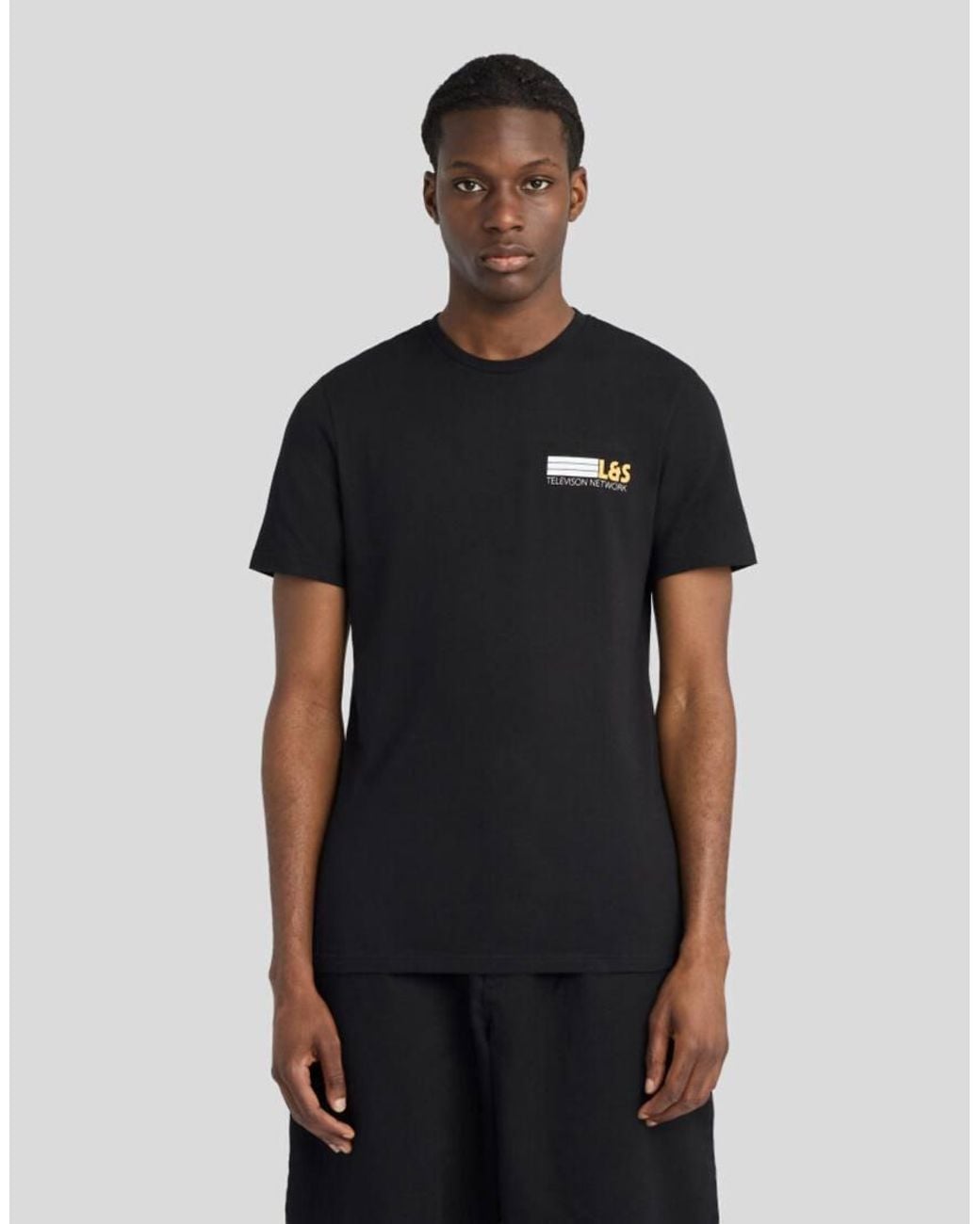 Lyle & Scott Black Ss T-Shirts Broadcaster Graphic T-Shirt for men