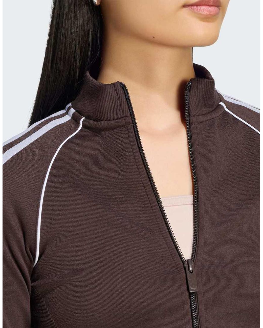 Adidas Originals Brown Sweatshirt Adidas Essentials 3 Stripes Seamless Tracktop