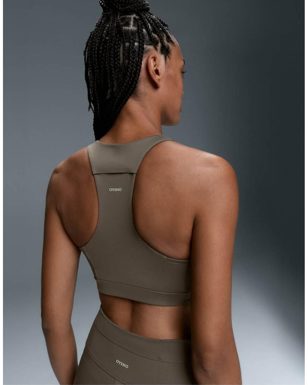 Oysho Gray Rapid Dry Medium Support Sports Bra With Pockets
