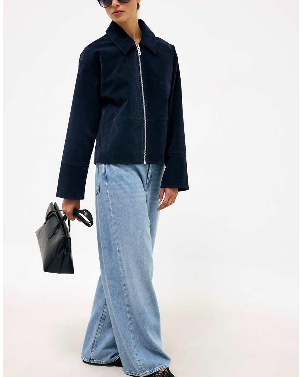 NA-KD Blue Faux Suede Zip Jacket