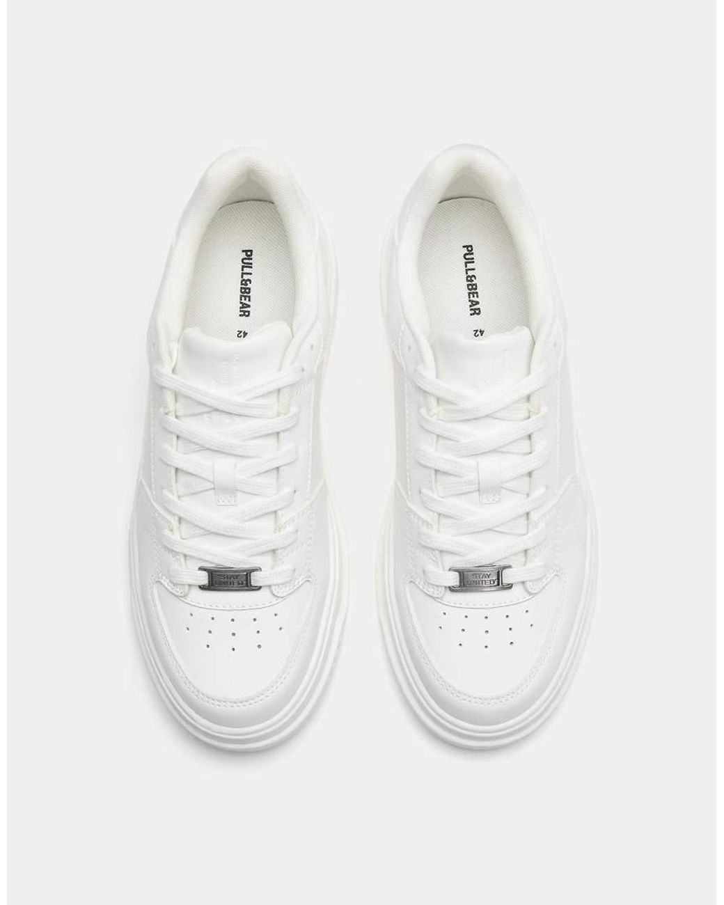 Pull&Bear White Basic Trainers for men