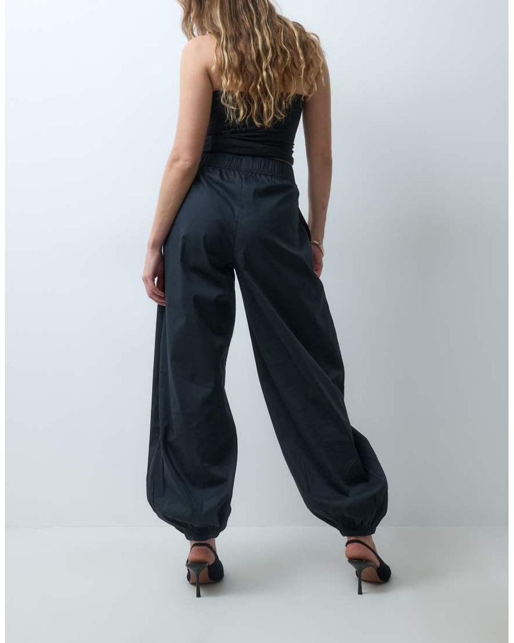 Vila Blue Cotton-blend Balloon Leg Trousers