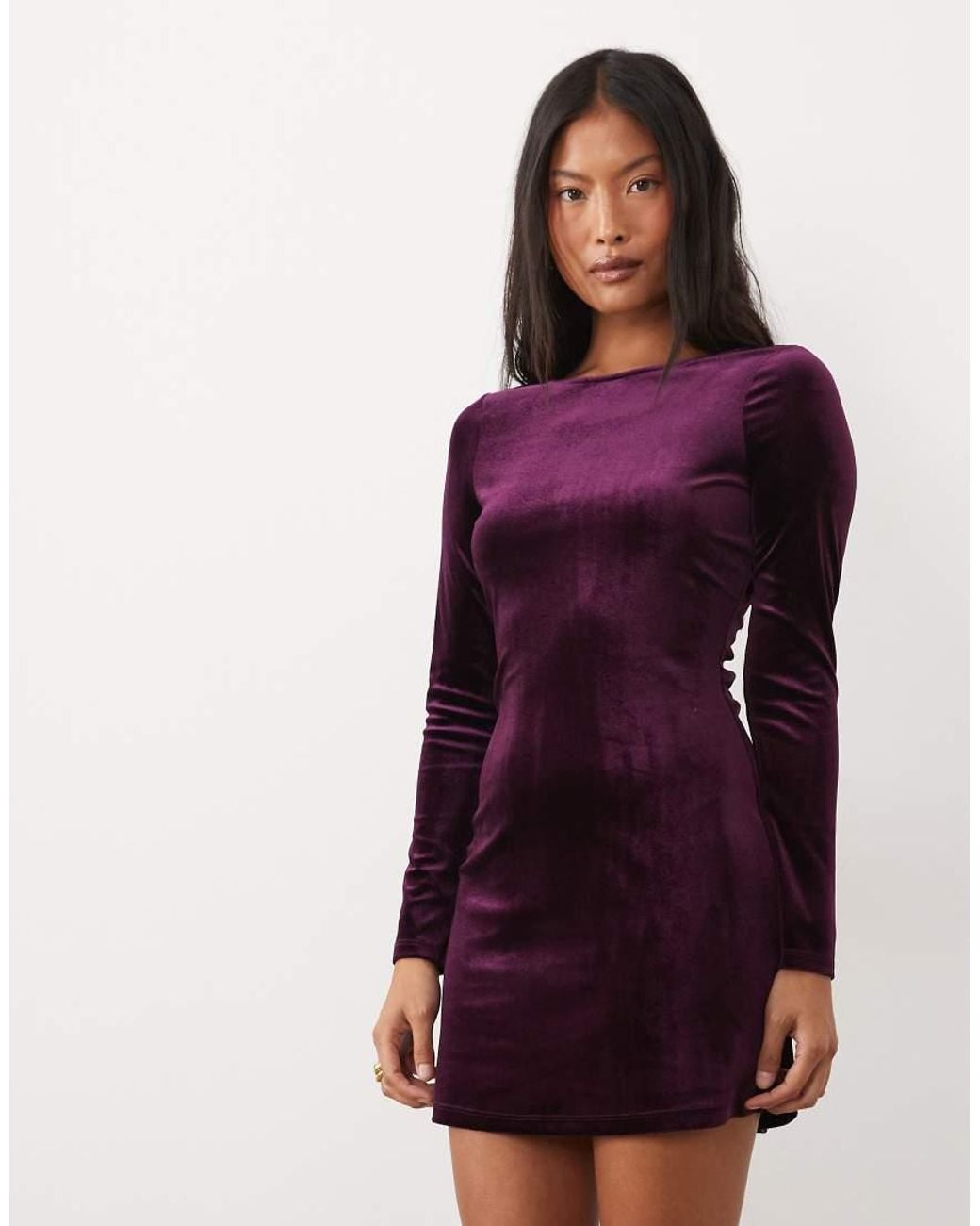 Nobody's Child Petite Red Bobbie Velvet Boat Neck Mini Dress
