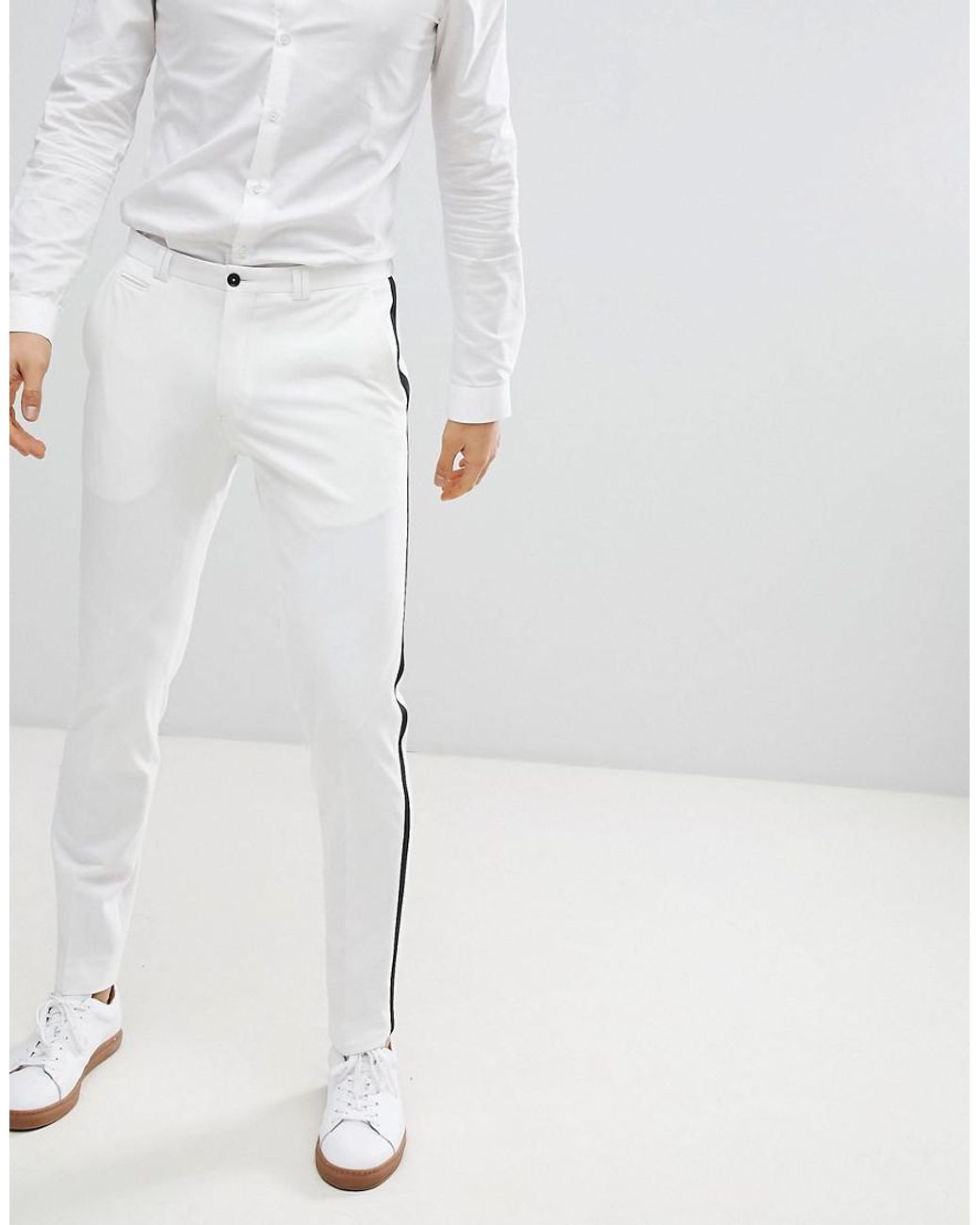 Pantalon ajusté avec bande noire sur les côtés Noak pour homme en coloris  Blanc | Lyst