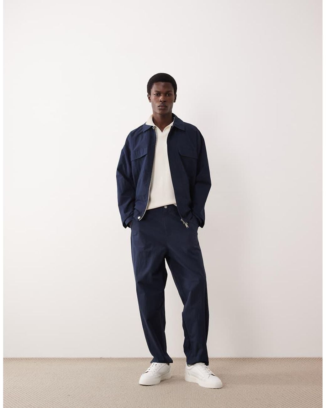 ASOS COLLECTIVE Blue Cotton Nylon Blend Shacket for men